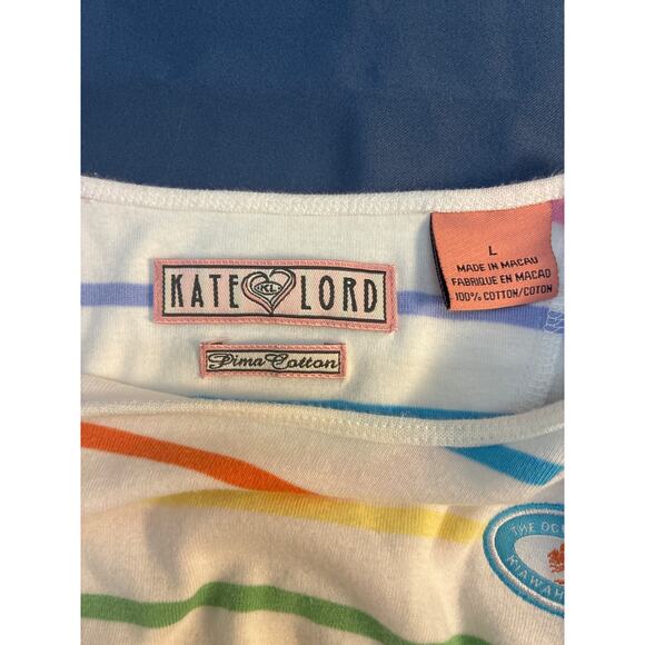 Kate Lord Shirt Multi-Color Stripe Golf Tee Shirt Size L Pre-owned - Picture 3 of 6